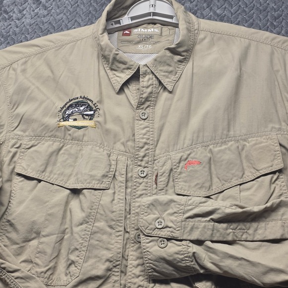 Simms Other - Simms‎ Guide Series Fishing Shirt Men's XL Tan Long Sleeve Vented Nylon